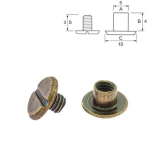 Buchschrauben 4mm Antikes Messing